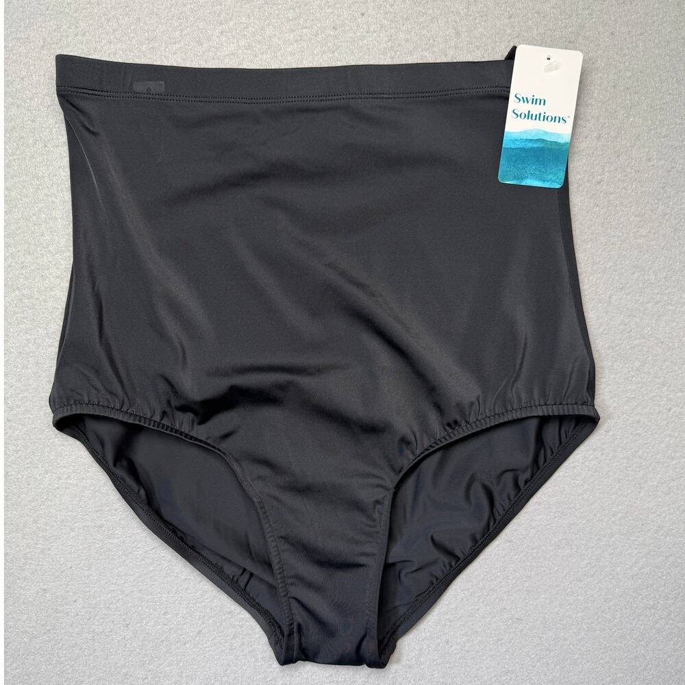 Swim Solutions Ultra High-Waist Swim Bottoms - black, 16